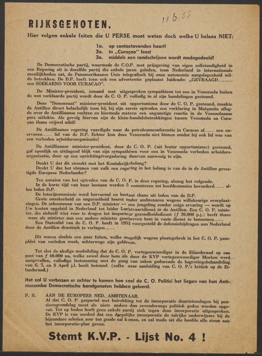 [Politieke partijen en verkiezingen Curaçao, 1941-1958] - 