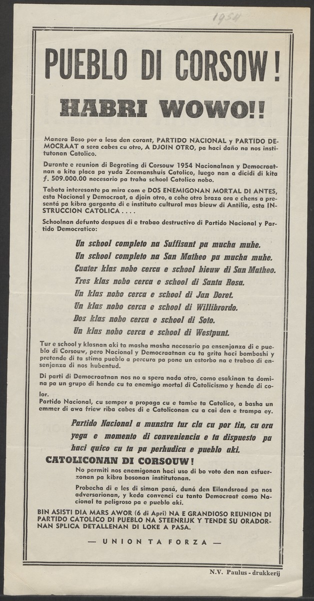 [Politieke partijen en verkiezingen Curaçao, 1941-1958] - 