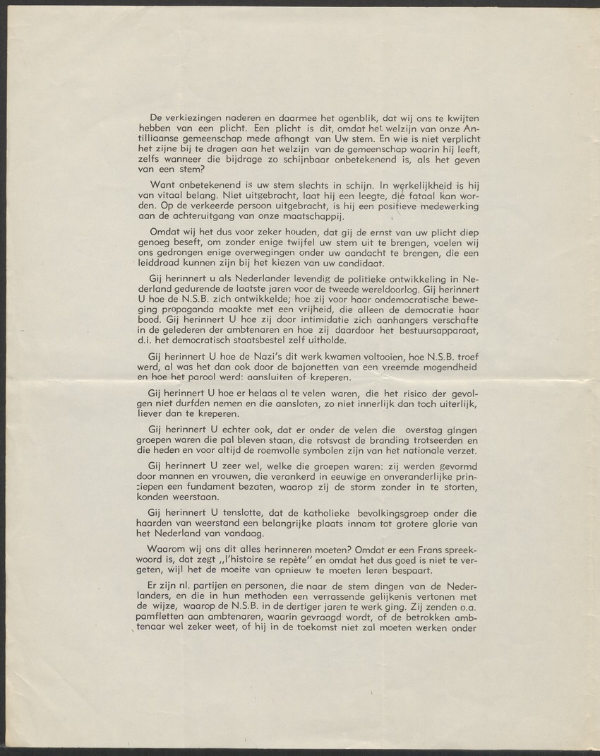 [Politieke partijen en verkiezingen Curaçao, 1941-1958] - 