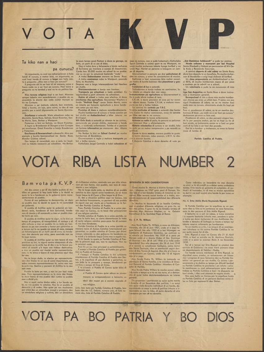 [Politieke partijen en verkiezingen Curaçao, 1941-1958] - 