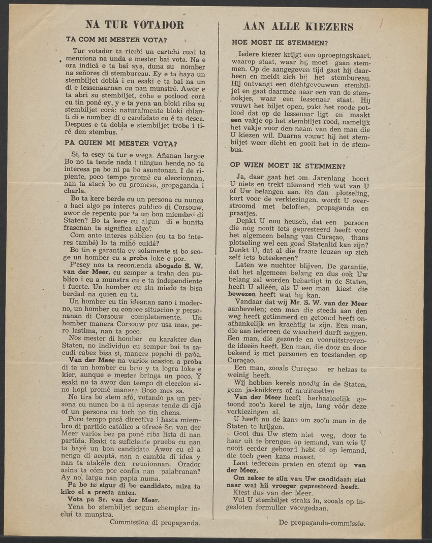 [Politieke partijen en verkiezingen Curaçao, 1941-1958] - 