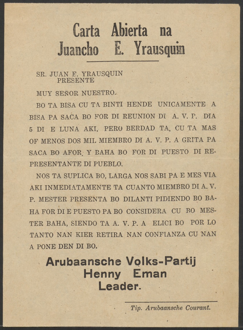 [Politieke partijen en verkiezingen Curaçao, 1941-1958] - 