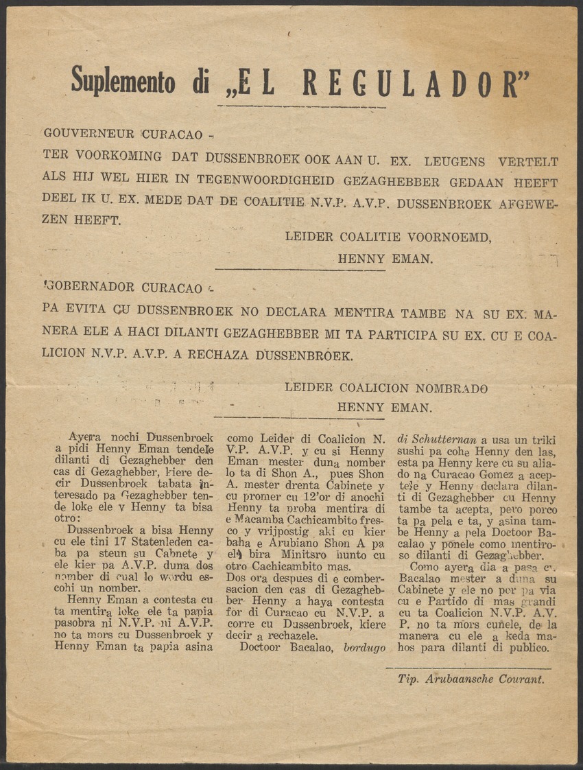 [Politieke partijen en verkiezingen Curaçao, 1941-1958] - 