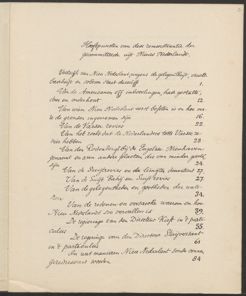 Remonstrantie van Nieu-Nederlandt ende de gelegentheden aldaer aen de Hooch Mogende Heeren Staten Generael der Vereenichde Nederlanden van de gemeente in Nieu-Nederlandt 1649 - 