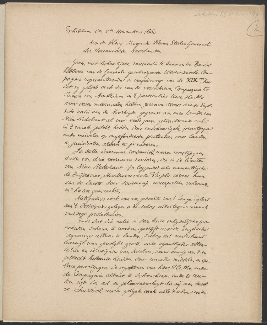 Vertoog van de Bewindhebbers der West-Indische Compagnie aan de Staten Generaal betreffende de gedragingen der Engelsen in Nieuw-Nederland - 