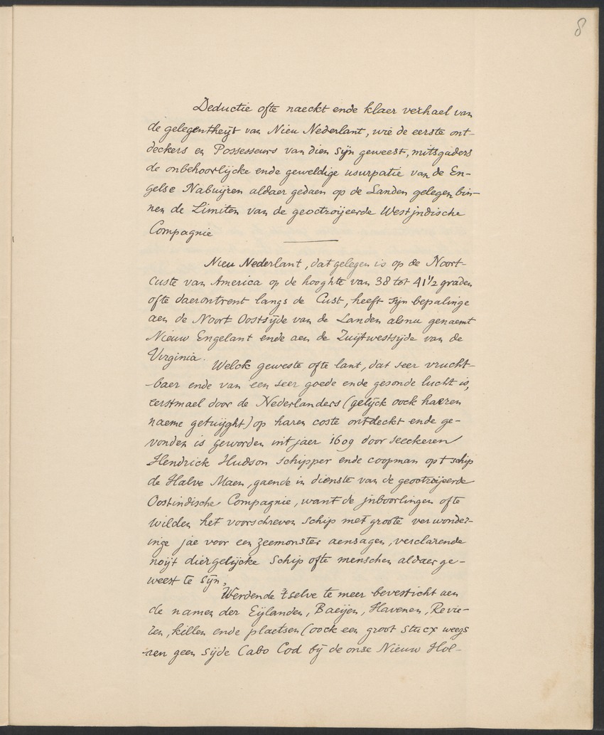 Vertoog van de Bewindhebbers der West-Indische Compagnie aan de Staten Generaal betreffende de gedragingen der Engelsen in Nieuw-Nederland - 