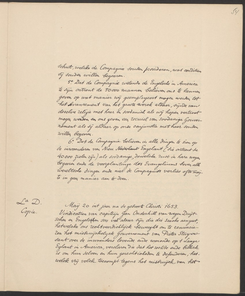 Vertoog van de Bewindhebbers der West-Indische Compagnie aan de Staten Generaal betreffende de gedragingen der Engelsen in Nieuw-Nederland - 