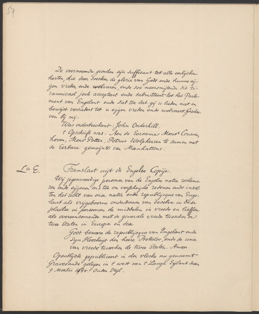 Vertoog van de Bewindhebbers der West-Indische Compagnie aan de Staten Generaal betreffende de gedragingen der Engelsen in Nieuw-Nederland - 