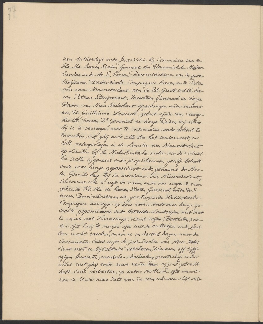 Vertoog van de Bewindhebbers der West-Indische Compagnie aan de Staten Generaal betreffende de gedragingen der Engelsen in Nieuw-Nederland - 