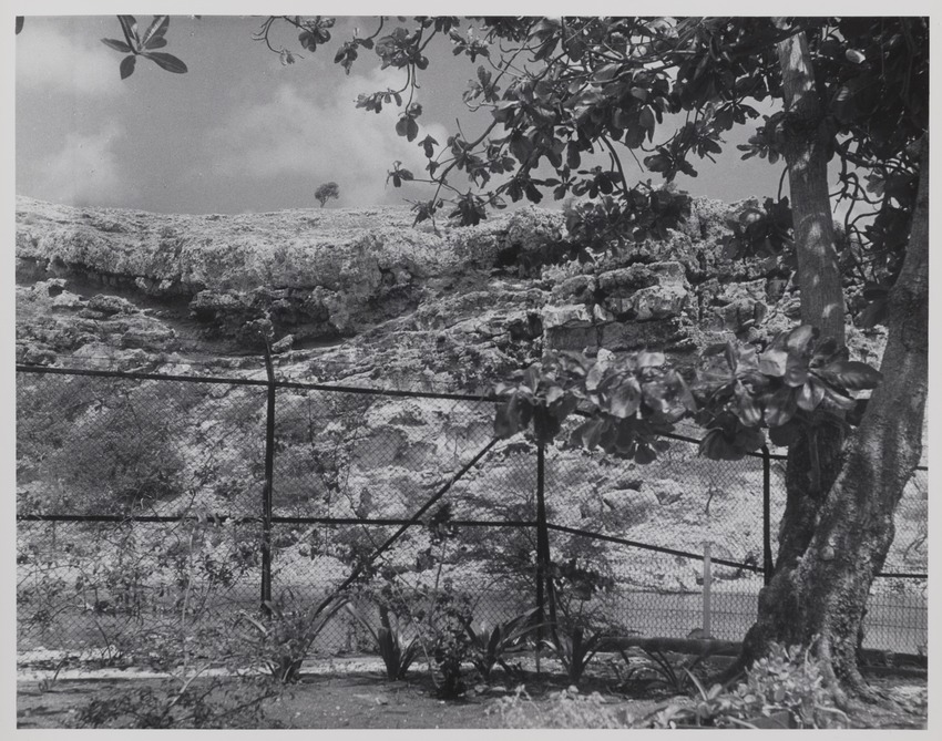Uitzicht uit het huis van Jan Carel van Essen, hoofd Fotografische Dienst van de Curaçaosche Petroleum Industrie Maatschappij, aan de Caracasbaai op Curaçao