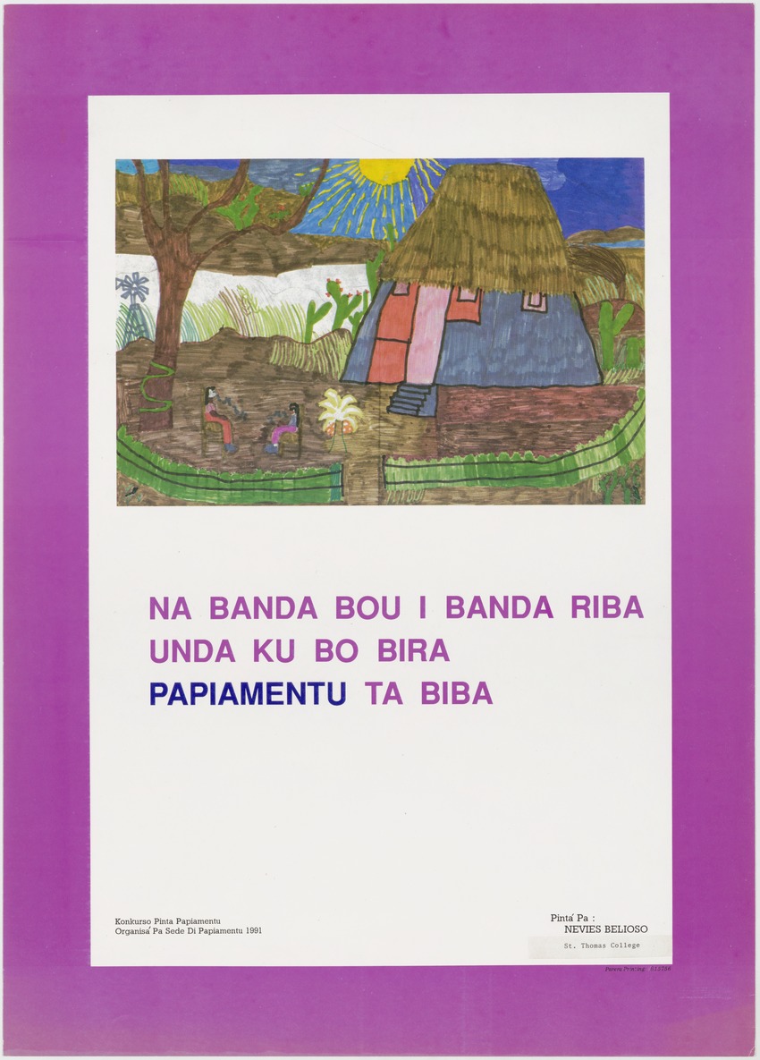 Affiche 'Na banda bou i bnada riba unda ku bo bira Papiamentu ta biba'