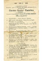 Programa formulado para la celebración del primer aniversario de la fundación del Centro Social Catolico