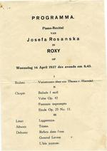 Piano-recital van Josefa Rosanska in Roxy