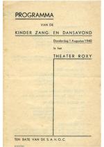 Programma van de kinder zang- en dansavond in het theater Roxy