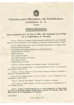 Programa para la celebración ... 150a aniversario ... independencia de Venezuela