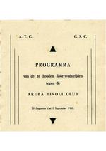 Programma van de te houden sportwedstrijden tegen de Aruba Tivoli Club