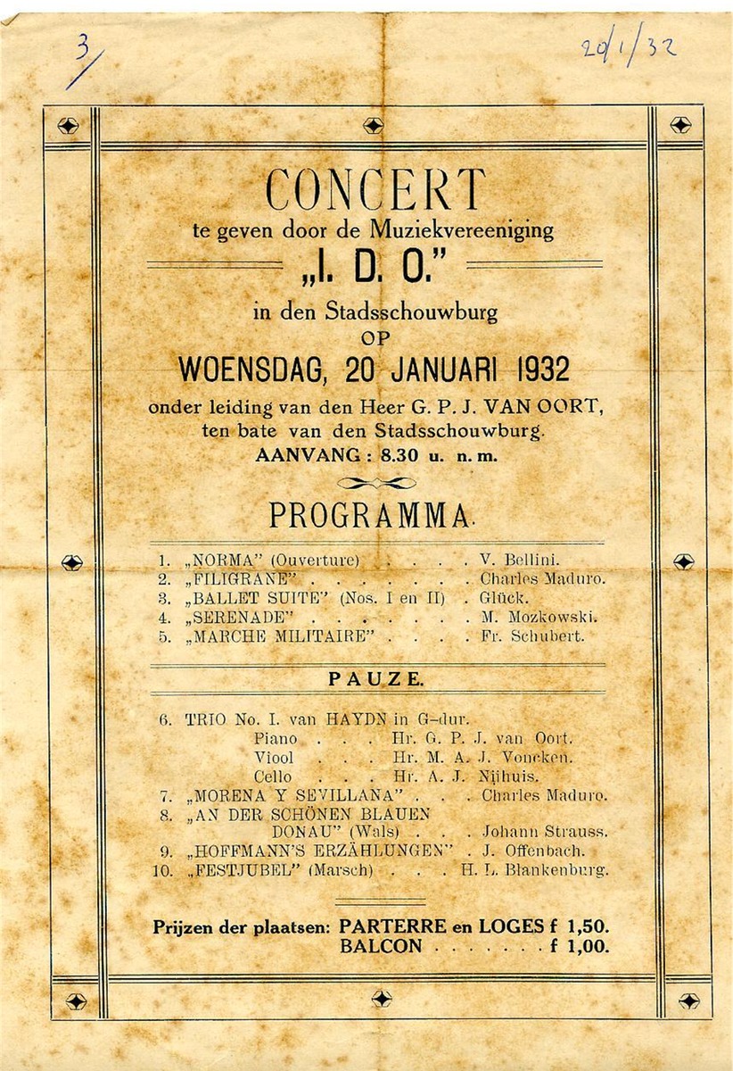 Concert door de muziekvereeniging I.D.O. in den Stadsschouwburg