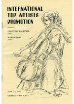 International top artists promotion presents Christine Walevska, cello [and] Martin Imaz, piano