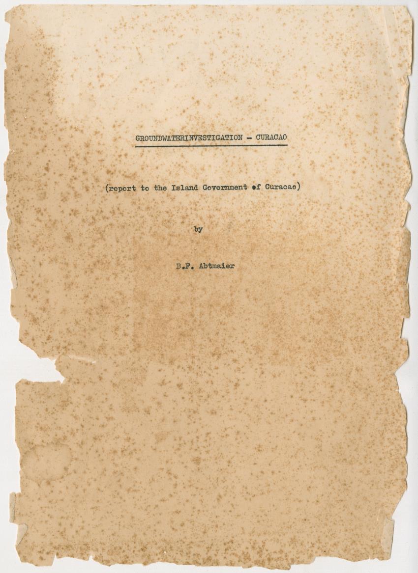 Groundwaterinvestigation - Curacao - Cover page