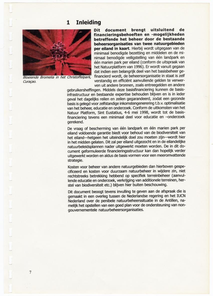Begroting en financieringsplan - voor de beheerskosten van belangrijke natuurgebieden van de Nederlandse Antillen - New Page