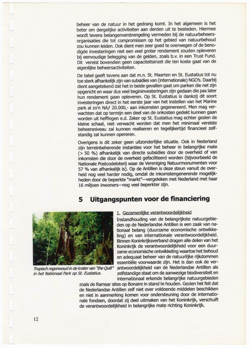 Begroting en financieringsplan - voor de beheerskosten van belangrijke natuurgebieden van de Nederlandse Antillen - New Page