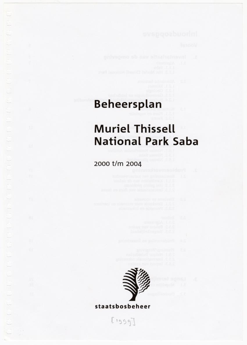 Beheersplan Muriel Thissel National Park Saba - 2000 t/m 2004 - New Page