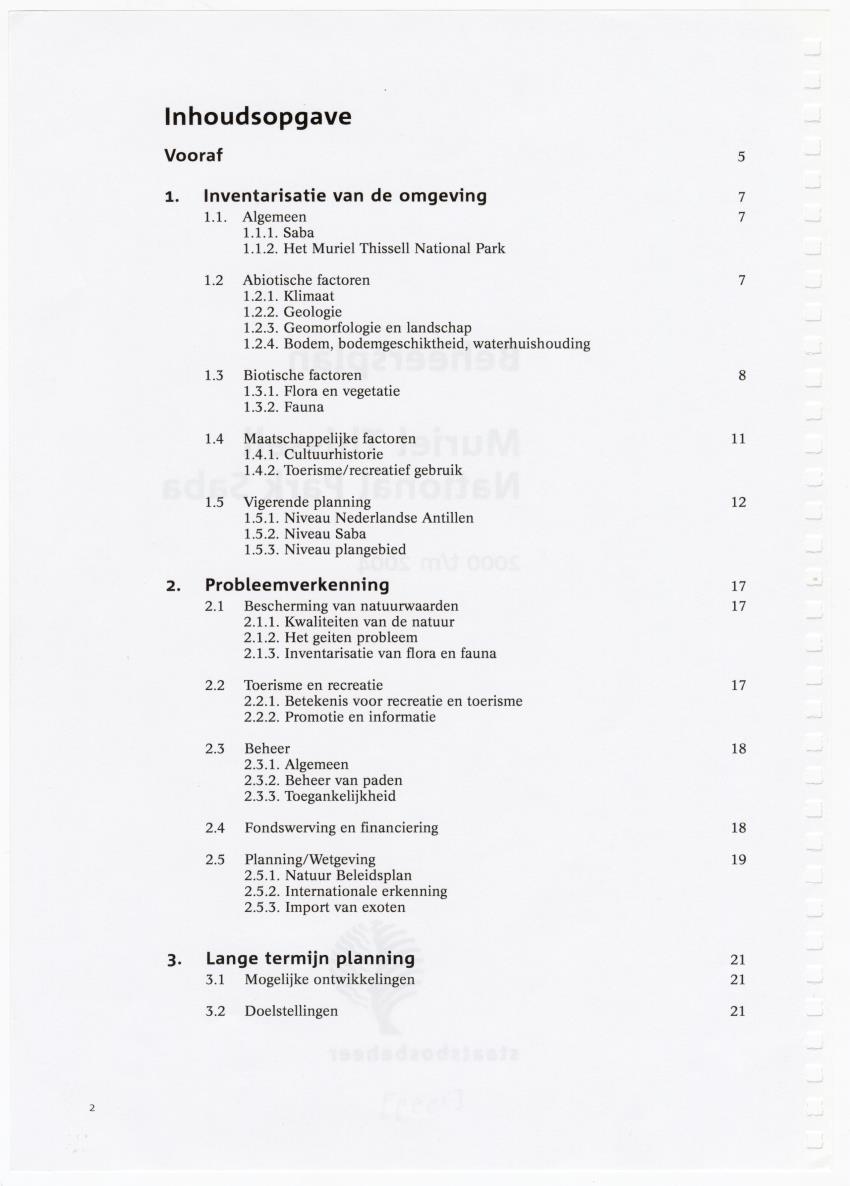 Beheersplan Muriel Thissel National Park Saba - 2000 t/m 2004 - New Page
