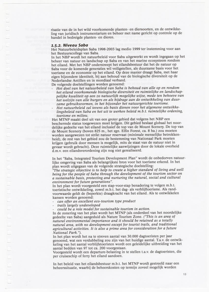 Beheersplan Muriel Thissel National Park Saba - 2000 t/m 2004 - New Page