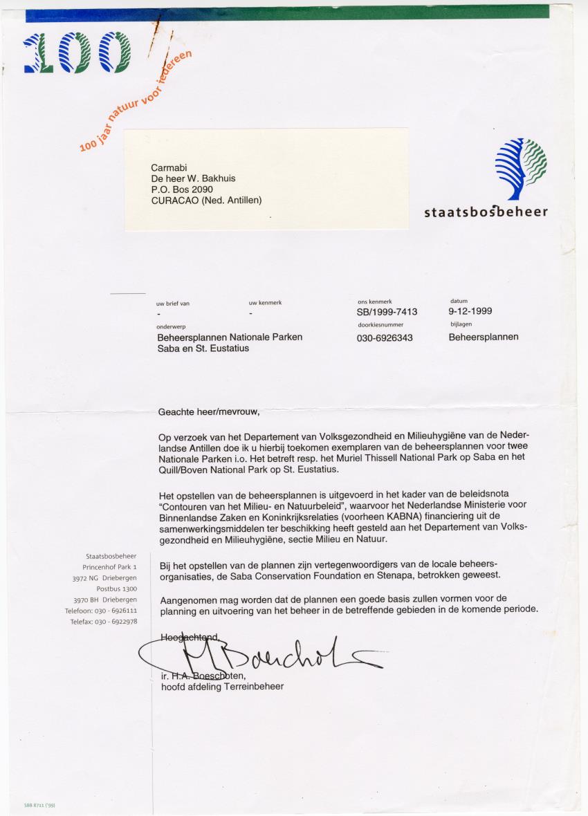 Beheersplan Muriel Thissel National Park Saba - 2000 t/m 2004 - New Page