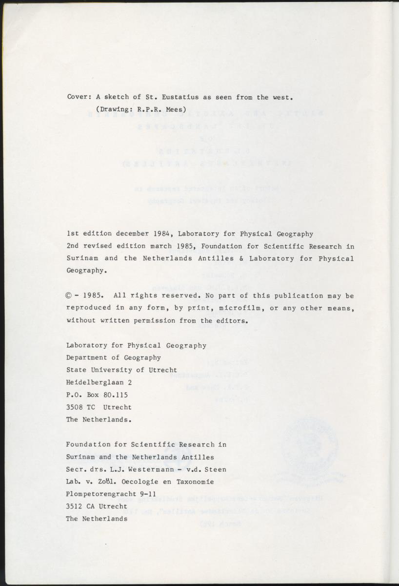 BIOTIC AND ABIOTIC COMPONENTS OF THE LANDSCAPES OF ST.EUSTATIUS (NETHERLANDS ANTILLES) - New Page