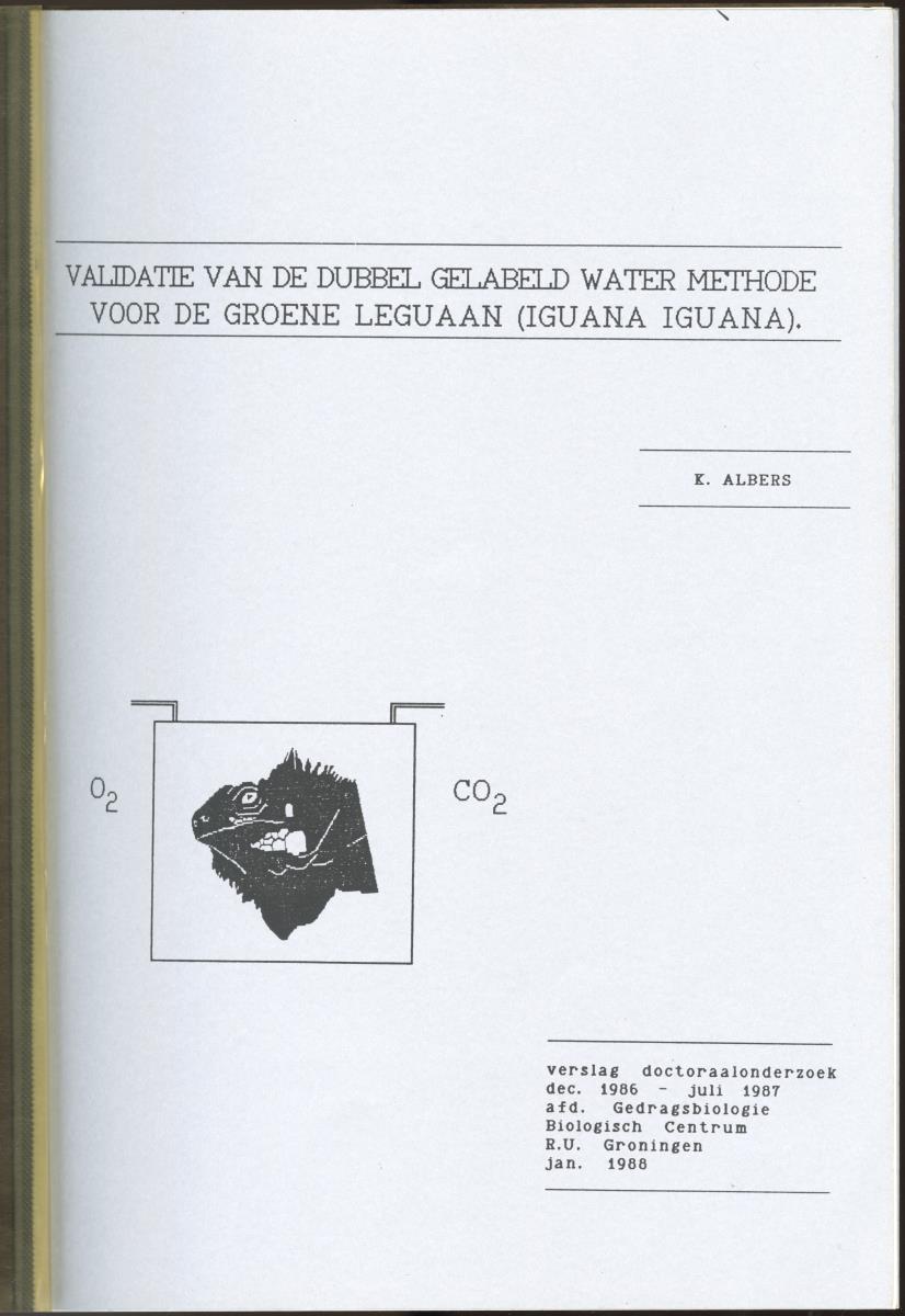 Validatie van de dubbel gelabeld water methode voor de groene leguaan (Iguana iguana) - New Page