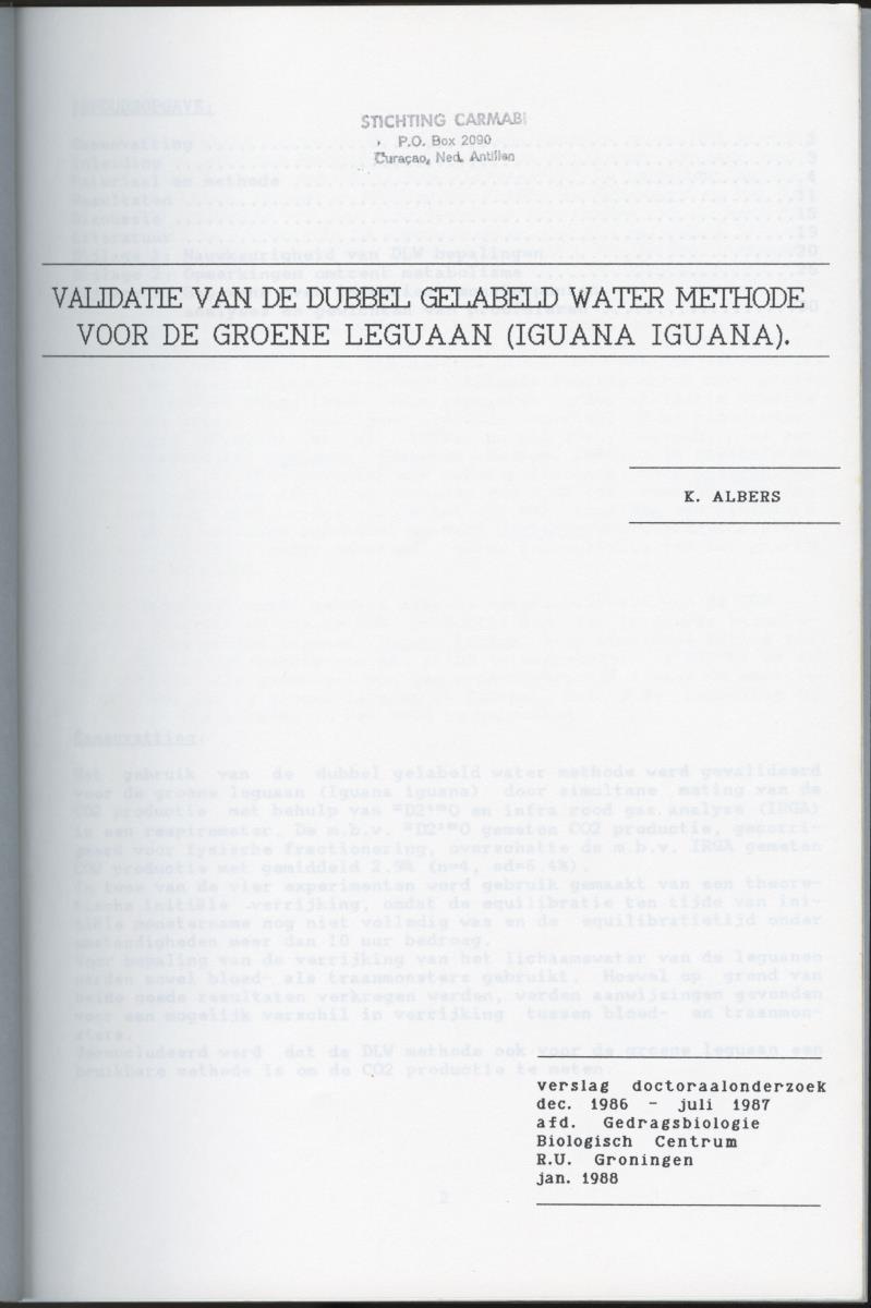 Validatie van de dubbel gelabeld water methode voor de groene leguaan (Iguana iguana) - New Page