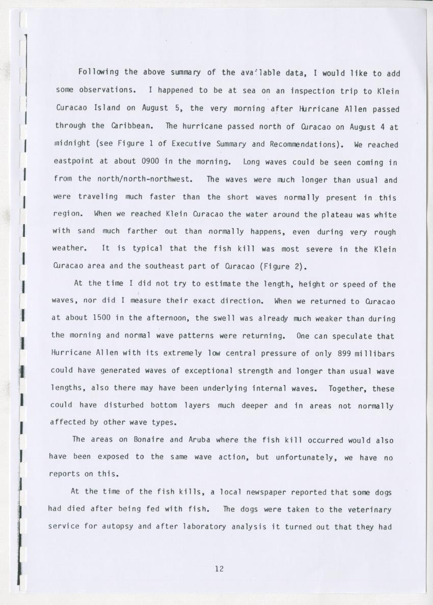 Z-A report on observed recent fish mortalities in the Netherlands Antilles as the relate to the regional problem - New Page