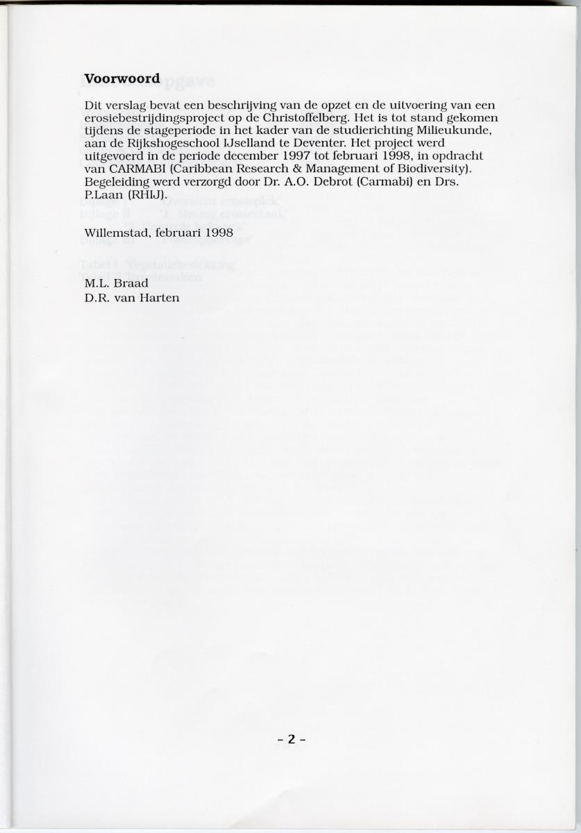 Pilotproject Erosiebestrijding Christoffelberg, Curacao - New Page