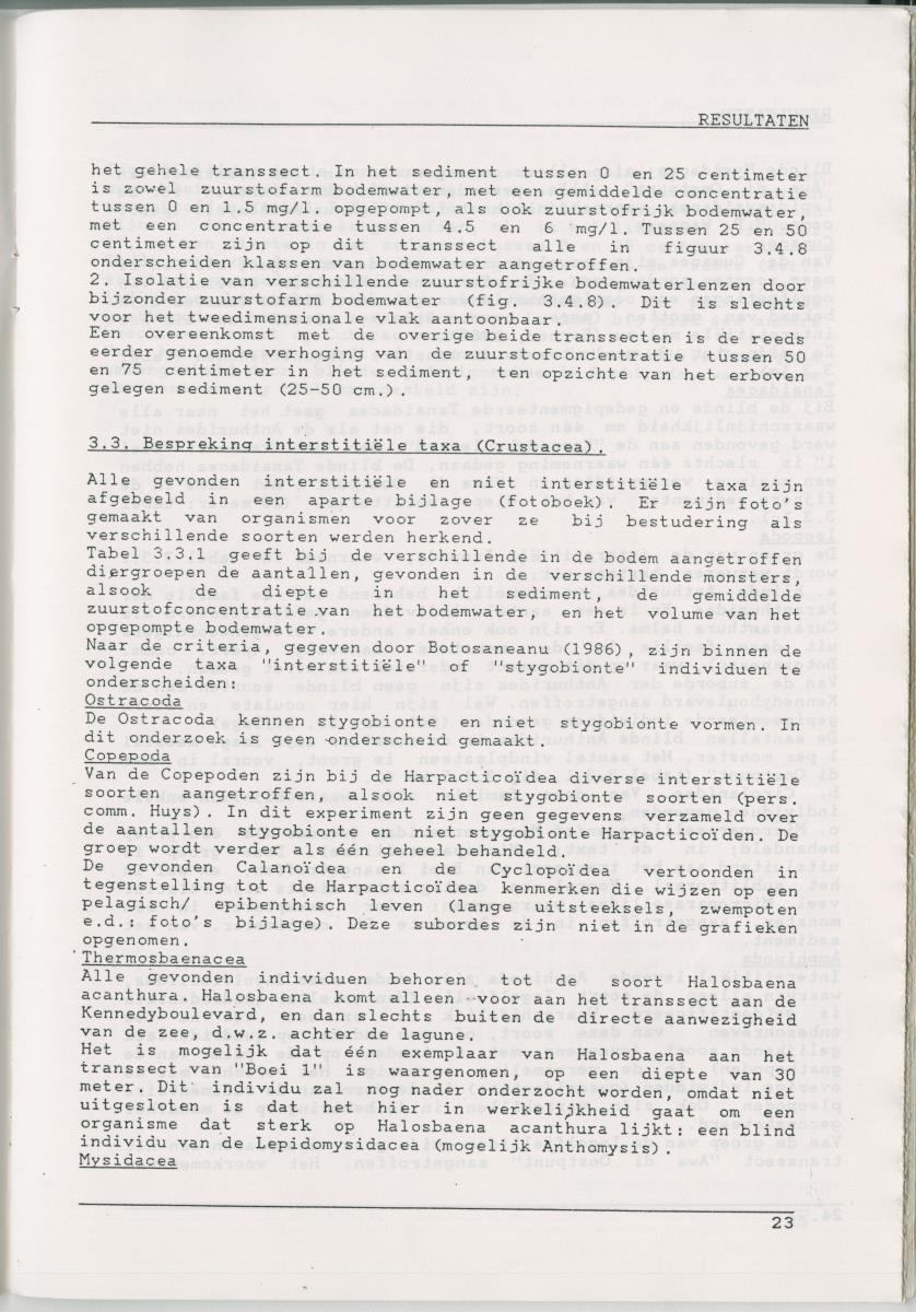 Het voorkomen van Stygofauna en andere organismen (Crustacea, Polychaeta) in relatie met het zuurstofgehalte in de bodem - New Page