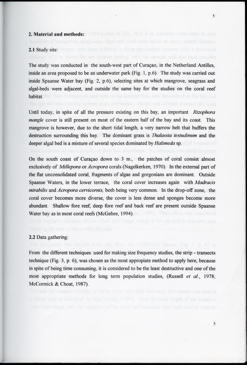 Size distribution patterns of some selected fish species, in mangrove, seagrass, algal-bed and coral reef habitats at Spanishe Water Bay - Curacao - New Page