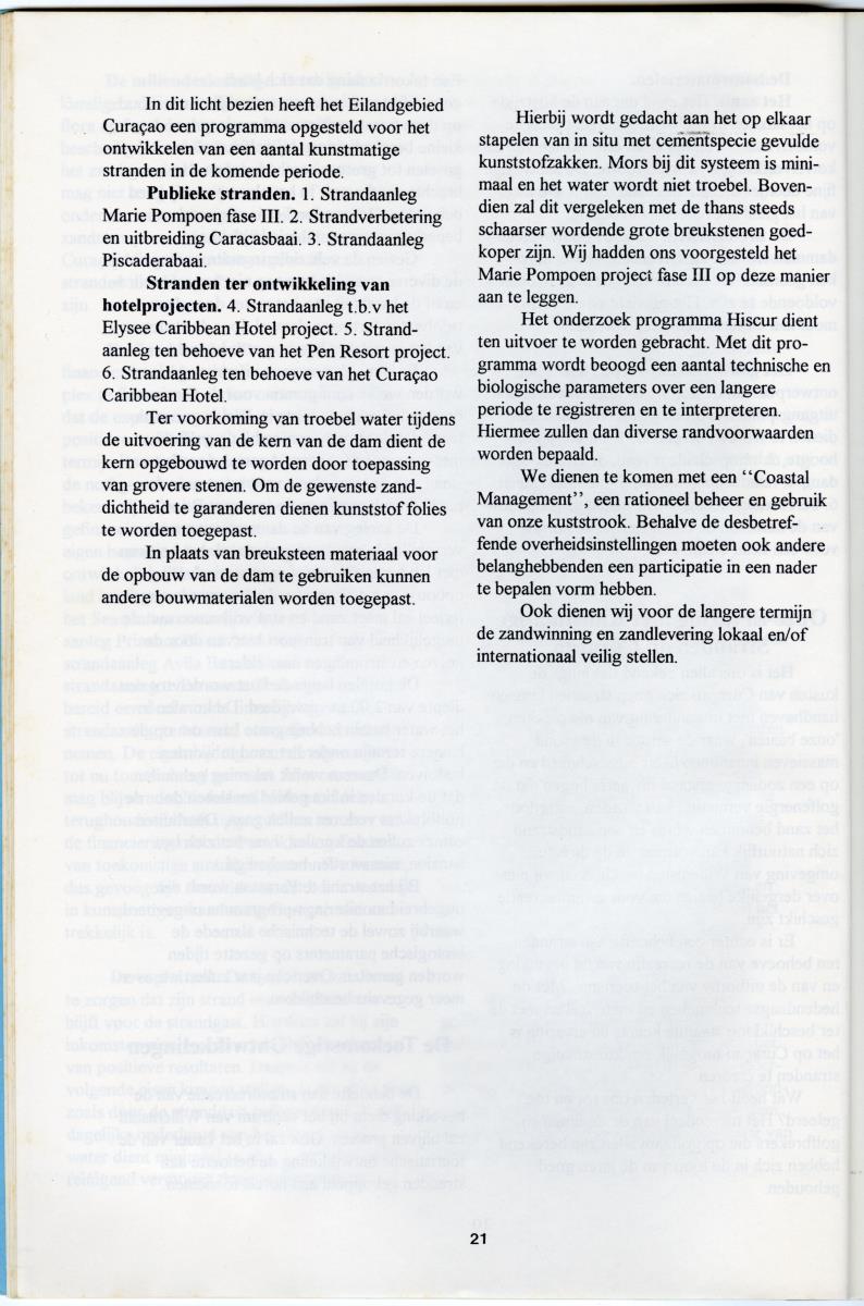 Artificial Beaches: Construction or destruction? - Proceedings of the 1st Reef Care Curacao Seminar - New Page