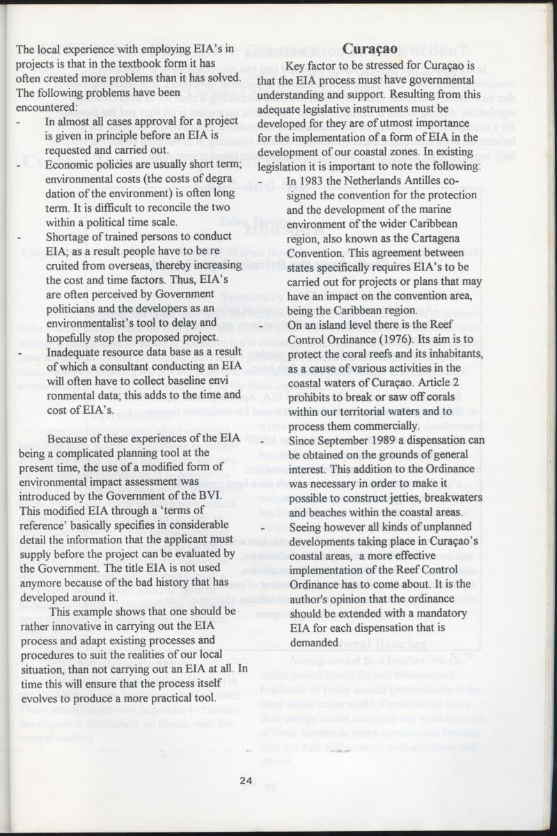 Artificial Beaches: Construction or destruction? - Proceedings of the 1st Reef Care Curacao Seminar - New Page