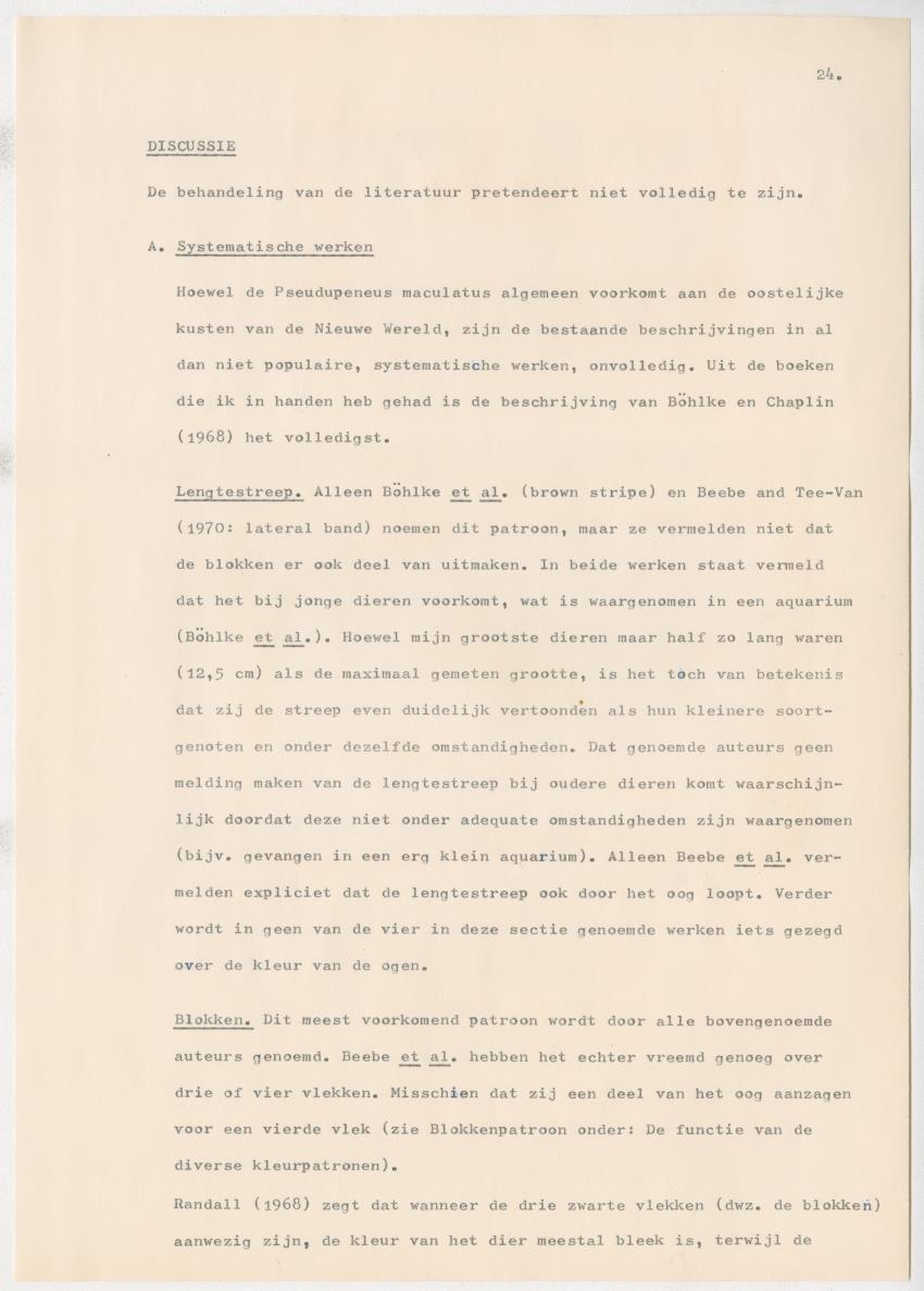Het kleurgedrag van de normale en blinde vis, Pseudupeneus maculatus, in gevangenschap - New Page