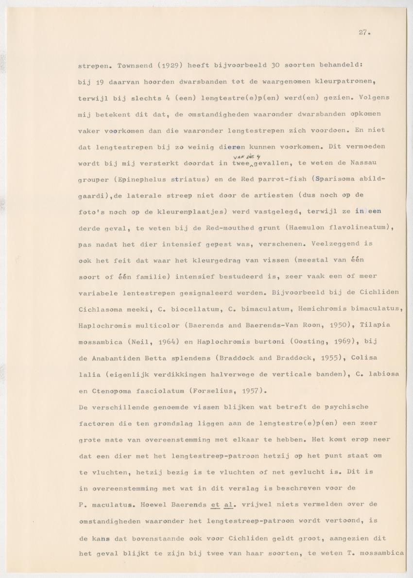 Het kleurgedrag van de normale en blinde vis, Pseudupeneus maculatus, in gevangenschap - New Page