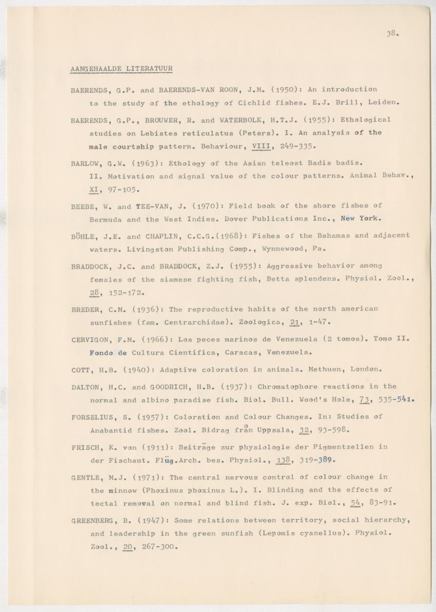 Het kleurgedrag van de normale en blinde vis, Pseudupeneus maculatus, in gevangenschap - New Page