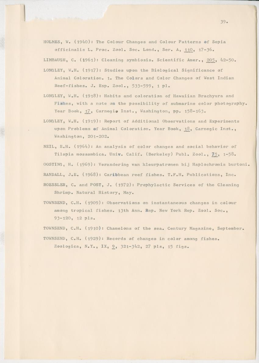 Het kleurgedrag van de normale en blinde vis, Pseudupeneus maculatus, in gevangenschap - New Page