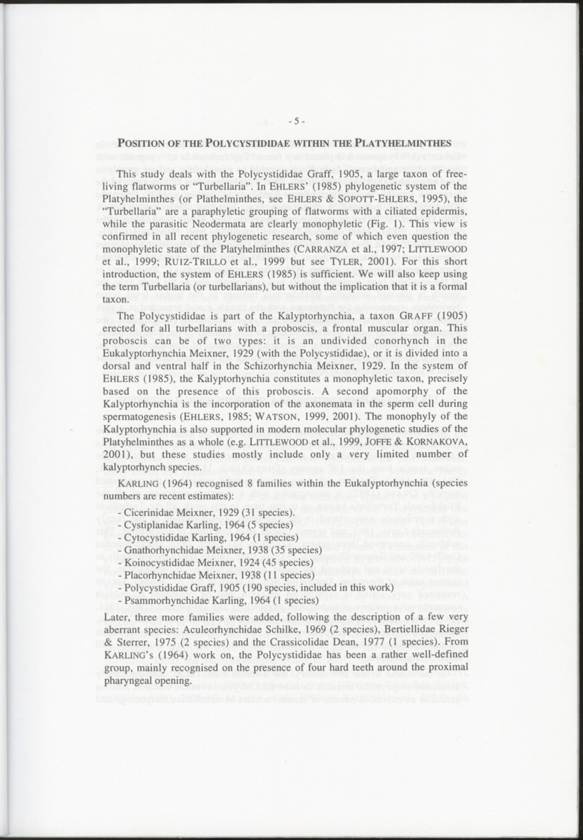 Z-Cladistic analysis of the Polycystididae (Platyhelminthes Kalyptorrhynchia), with application of phylogenetic nomenclature - New Page