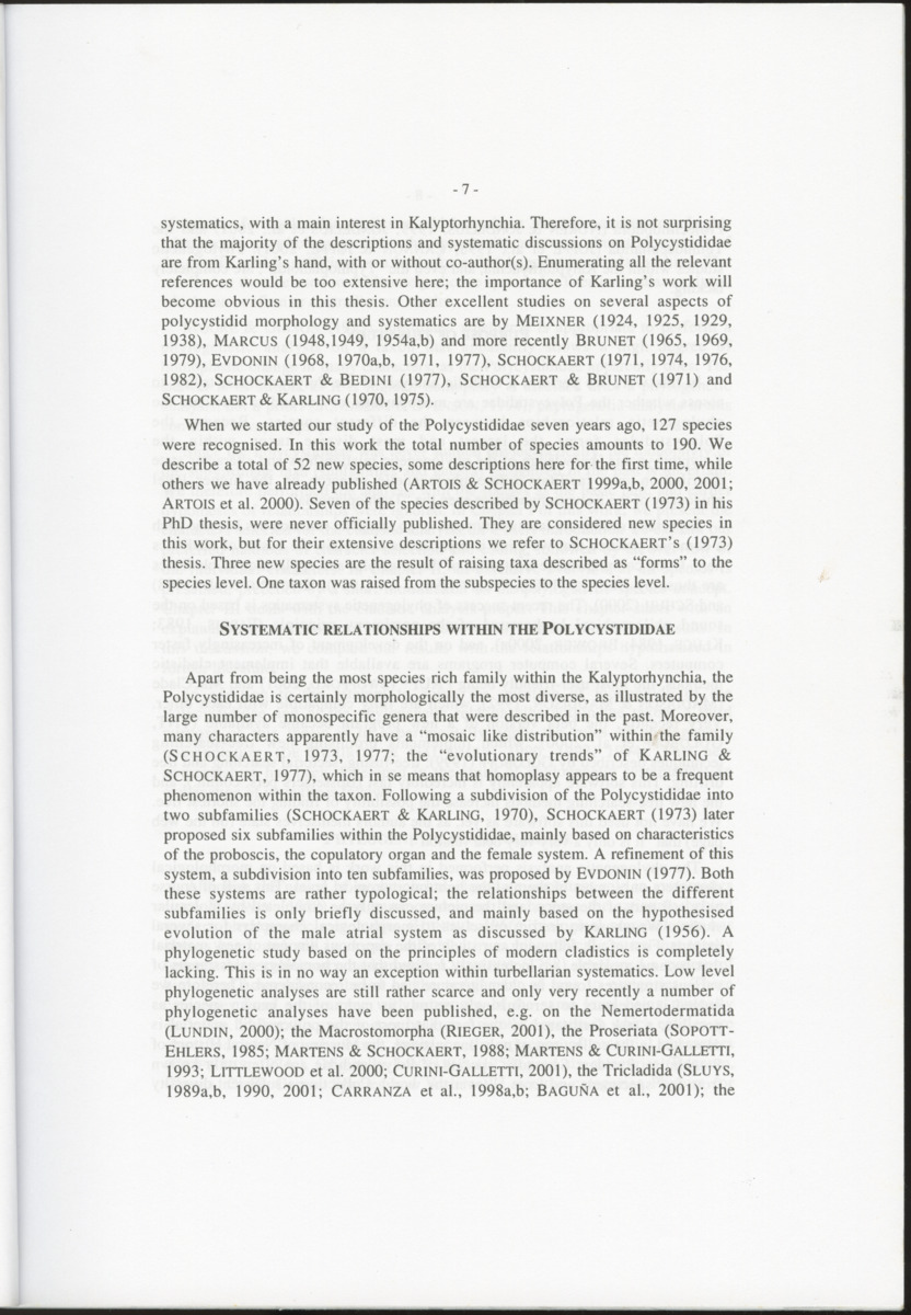 Z-Cladistic analysis of the Polycystididae (Platyhelminthes Kalyptorrhynchia), with application of phylogenetic nomenclature - New Page