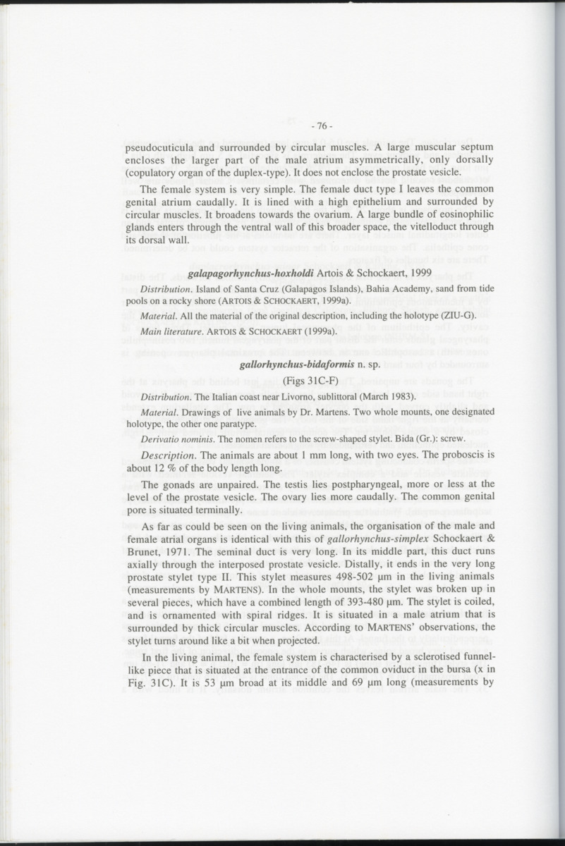 Z-Cladistic analysis of the Polycystididae (Platyhelminthes Kalyptorrhynchia), with application of phylogenetic nomenclature - New Page