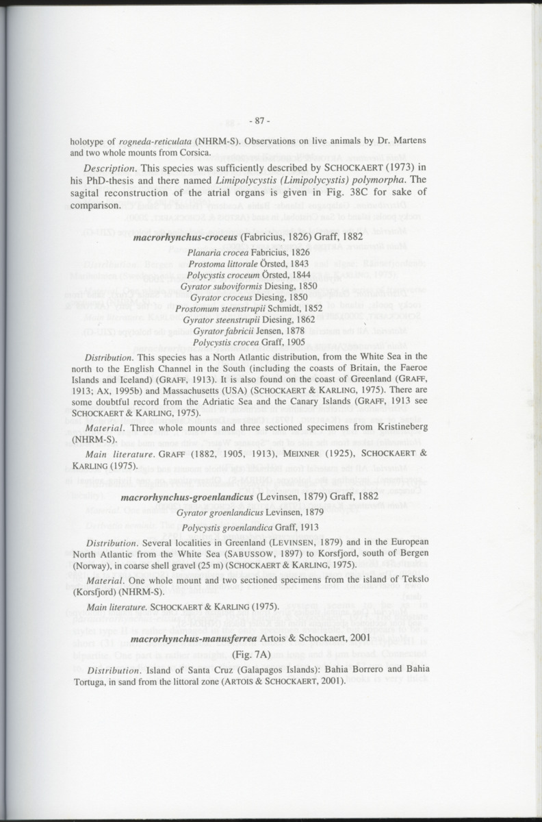 Z-Cladistic analysis of the Polycystididae (Platyhelminthes Kalyptorrhynchia), with application of phylogenetic nomenclature - New Page