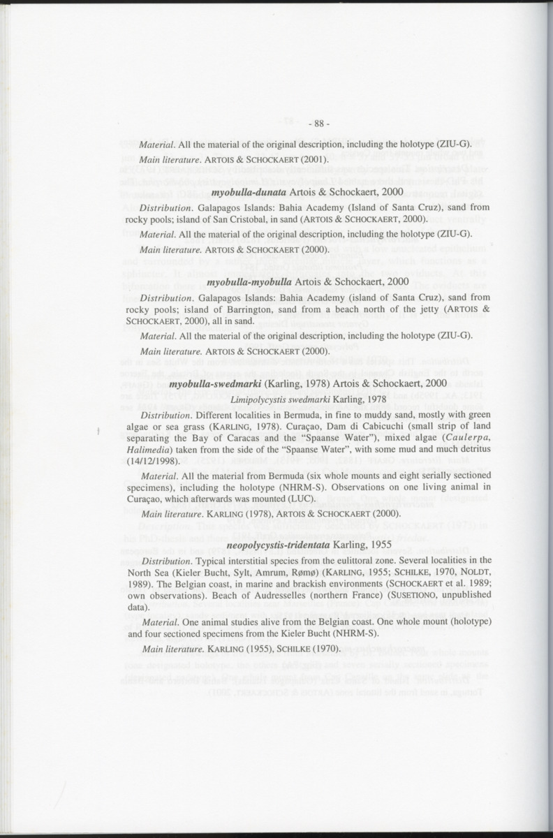Z-Cladistic analysis of the Polycystididae (Platyhelminthes Kalyptorrhynchia), with application of phylogenetic nomenclature - New Page
