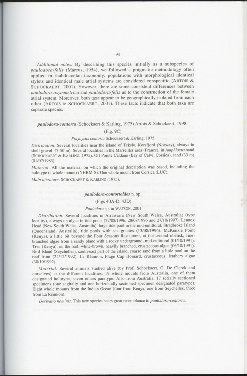 Z-Cladistic analysis of the Polycystididae (Platyhelminthes Kalyptorrhynchia), with application of phylogenetic nomenclature - New Page