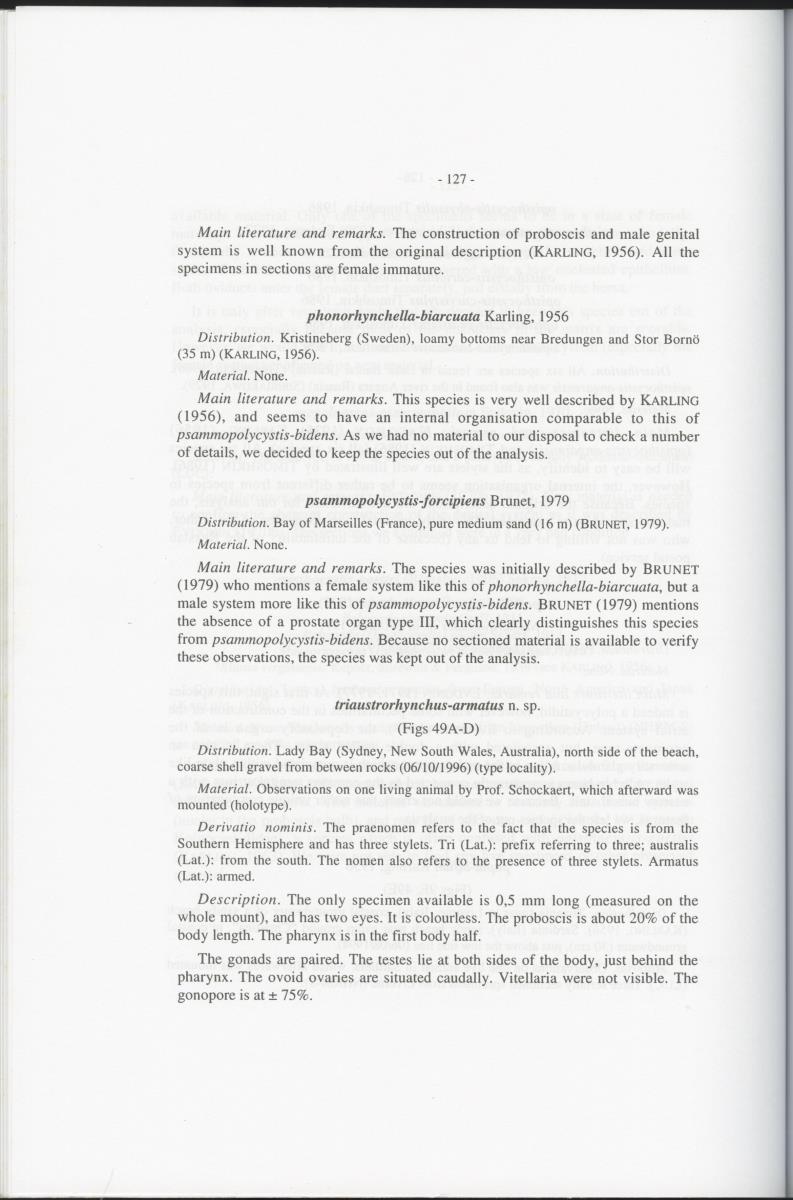 Z-Cladistic analysis of the Polycystididae (Platyhelminthes Kalyptorrhynchia), with application of phylogenetic nomenclature - New Page