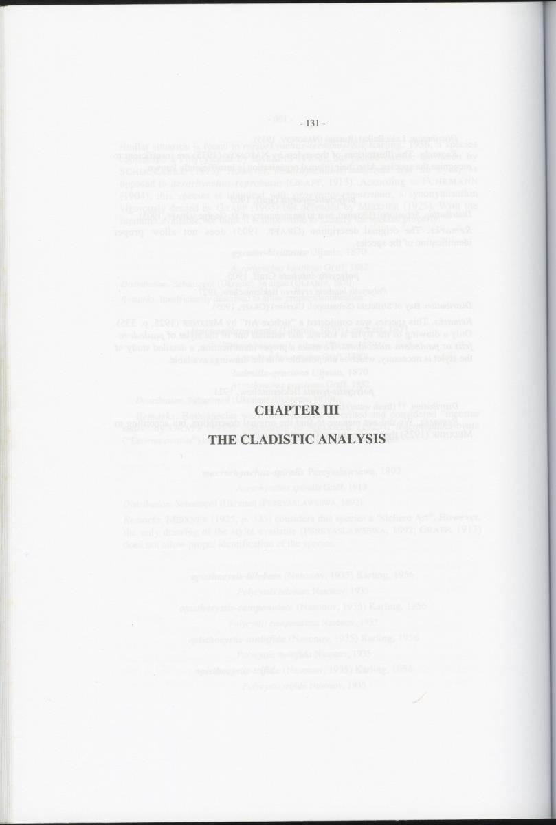 Z-Cladistic analysis of the Polycystididae (Platyhelminthes Kalyptorrhynchia), with application of phylogenetic nomenclature - New Page